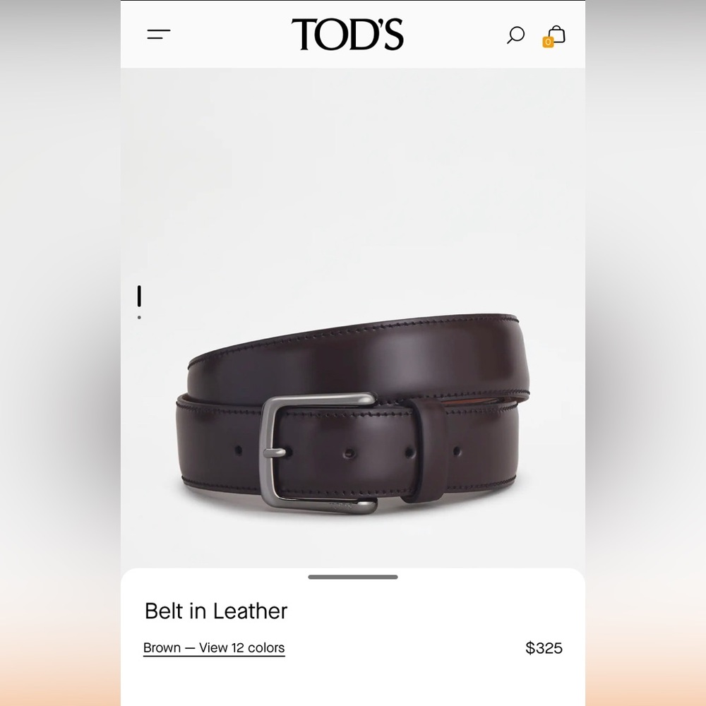 Tod's Brown Leather Belt. $325 retail. 90/35.5